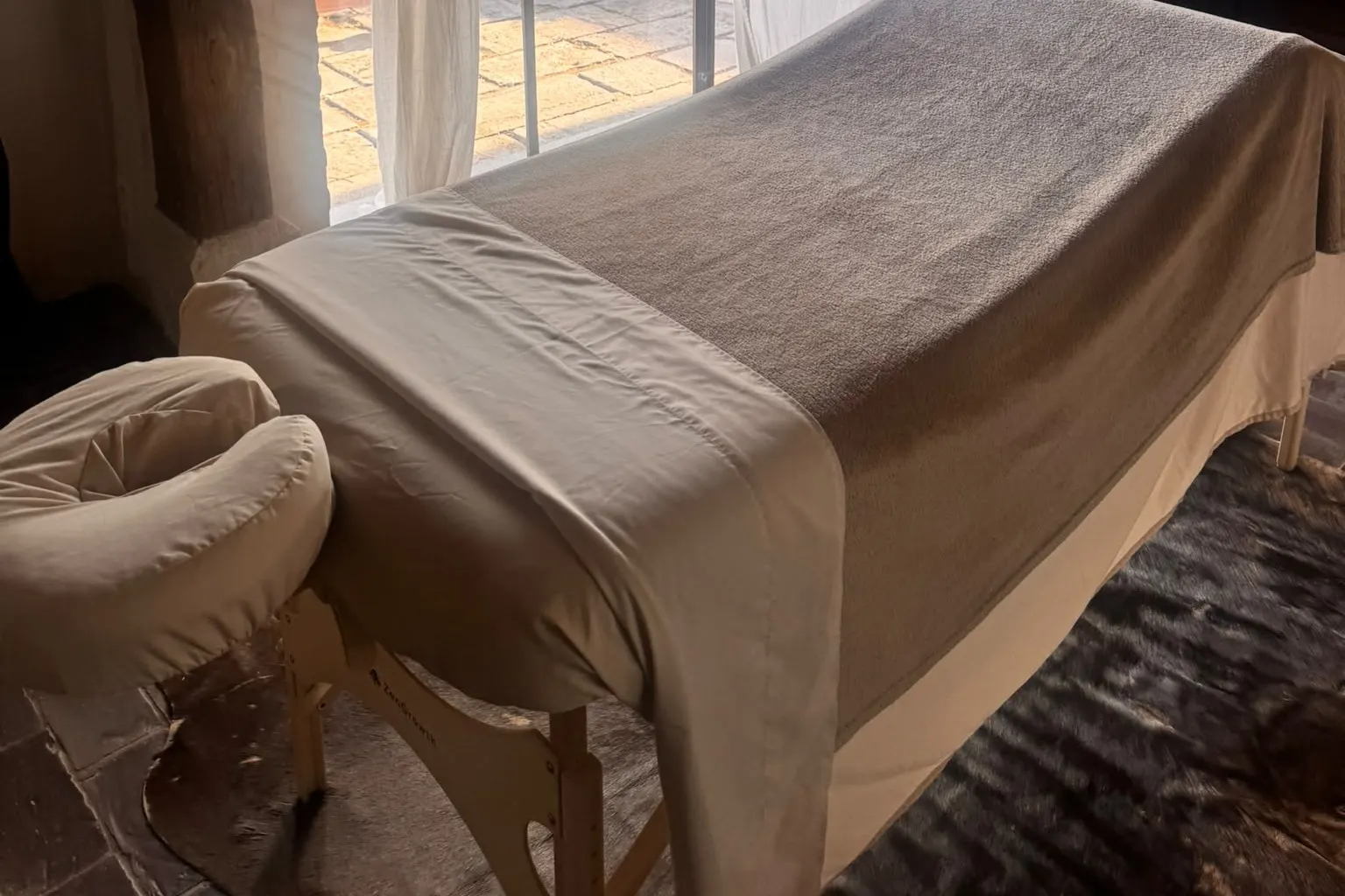 Massage table in a room full of daylight